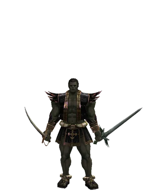 Saber*Elven Long Sword on a male Orc fighter, front view