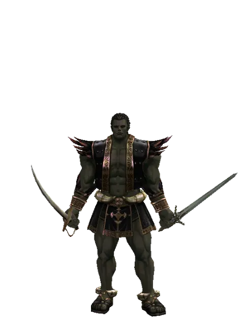 Saber*Elven Sword on a male Orc fighter, front view