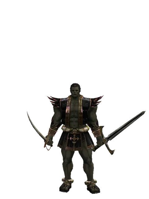 Saber*Knight's Sword on a male Orc fighter, front view