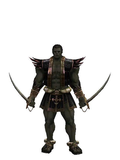 Saber*Saber on a male Orc fighter, front view