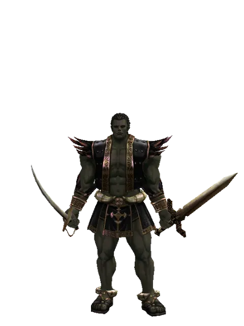Saber*Spinebone Sword on a male Orc fighter, front view