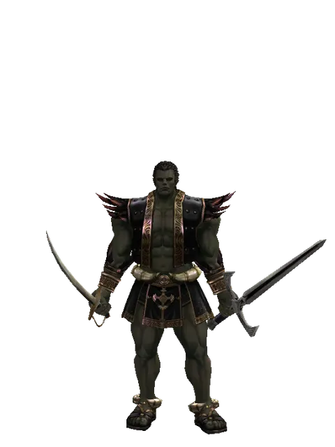 Saber*Sword of Revolution on a male Orc fighter, front view