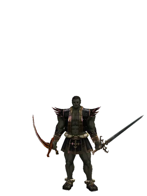 Shamshir*Raid Sword on a male Orc fighter, front view