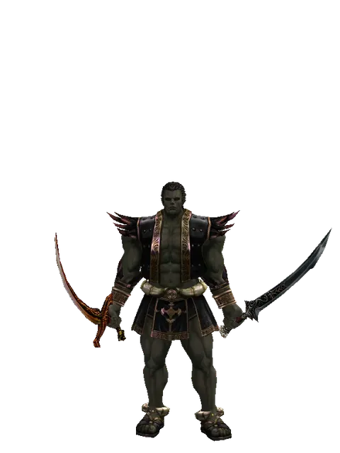 Shamshir*Samurai Long Sword on a male Orc fighter, front view