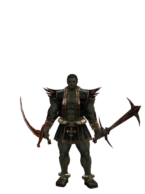 Shamshir*Sword of Nightmare on a male Orc fighter, front view
