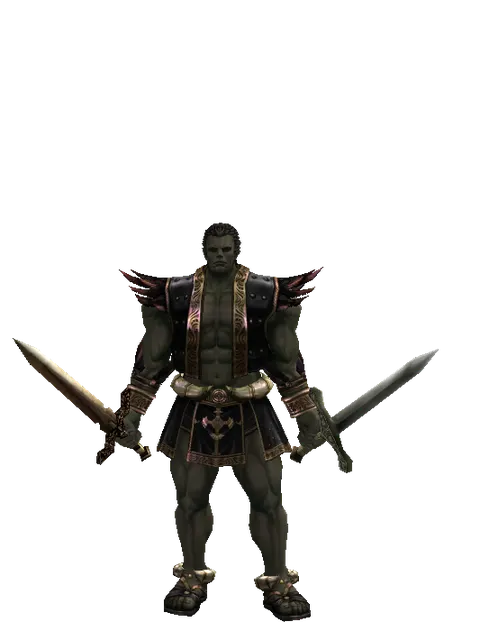 Spinebone Sword*Artisan's Sword on a male Orc fighter, front view