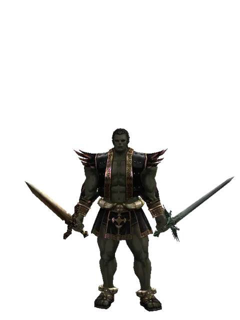 Spinebone Sword*Elven Long Sword on a male Orc fighter, front view