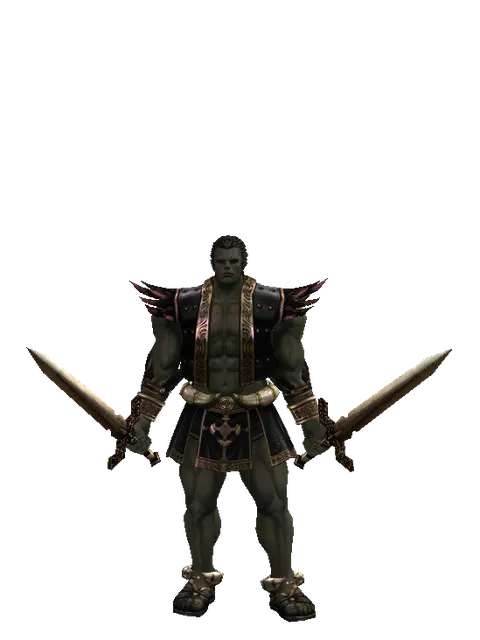 Spinebone Sword*Spinebone Sword on a male Orc fighter, front view