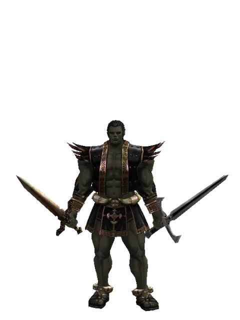 Spinebone Sword*Sword of Revolution on a male Orc fighter, front view