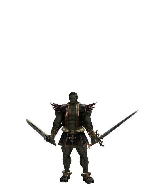 Spirit Sword*Raid Sword on a male Orc fighter, front view