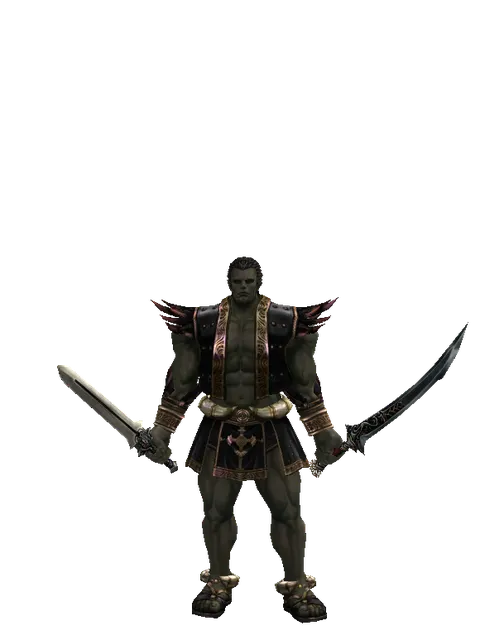Spirit Sword*Samurai Long Sword on a male Orc fighter, front view