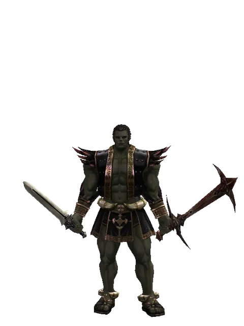 Spirit Sword*Sword of Nightmare on a male Orc fighter, front view