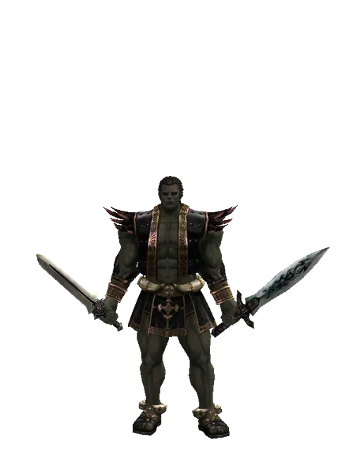 Spirit Sword*Tsurugi on a male Orc fighter, front view