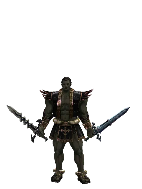 Stormbringer*Caliburs on a male Orc fighter, front view