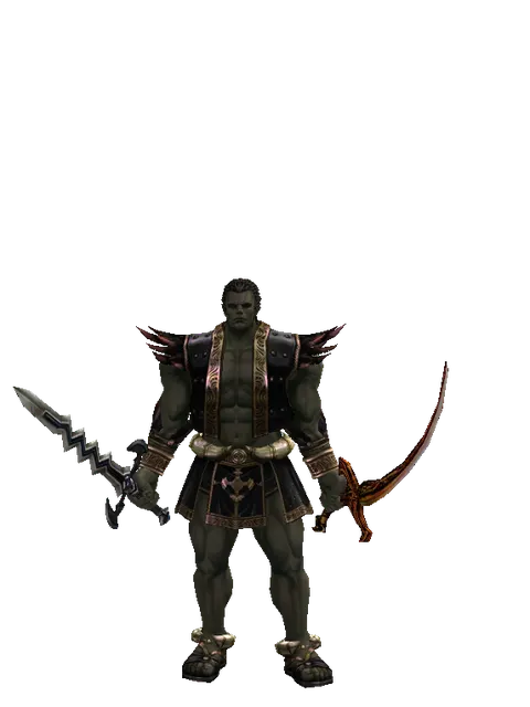 Stormbringer*Shamshir on a male Orc fighter, front view