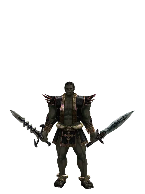 Stormbringer*Tsurugi on a male Orc fighter, front view