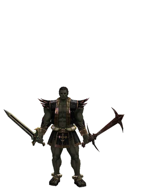 Sword of Delusion*Sword of Nightmare on a male Orc fighter, front view