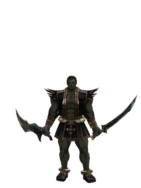Sword of Limit*Samurai Long Sword on a male Orc fighter, front view