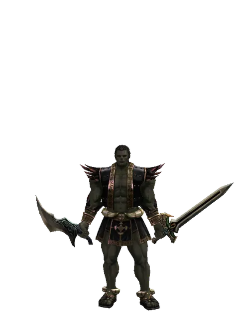 Sword of Limit*Sword of Delusion on a male Orc fighter, front view