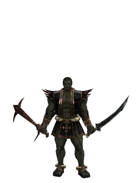 Sword of Nightmare*Samurai Long Sword on a male Orc fighter, front view