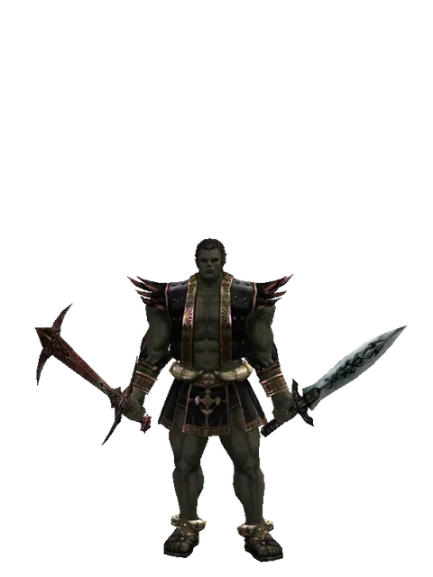 Sword of Nightmare*Tsurugi on a male Orc fighter, front view