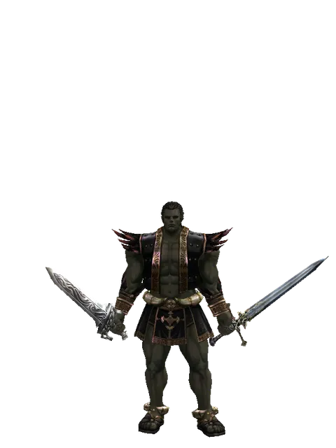 Tallum Blade*Dark Legion's Edge on a male Orc fighter, front view