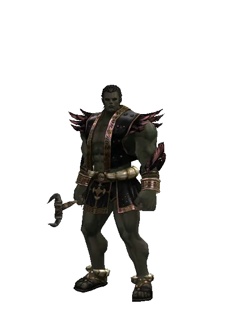 Buffalo's Horn on a male Orc fighter, front view