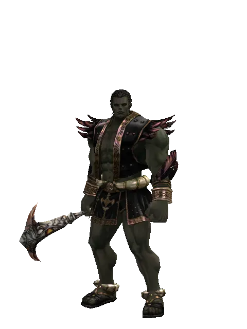 Demon Fangs on a male Orc fighter, front view