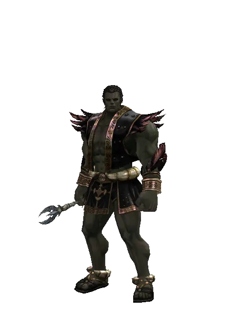 Divine Tome on a male Orc fighter, front view