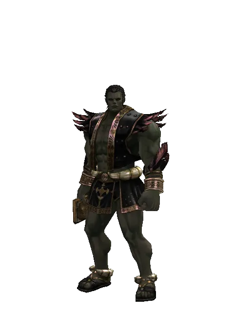 Eye of Infinity on a male Orc fighter, front view