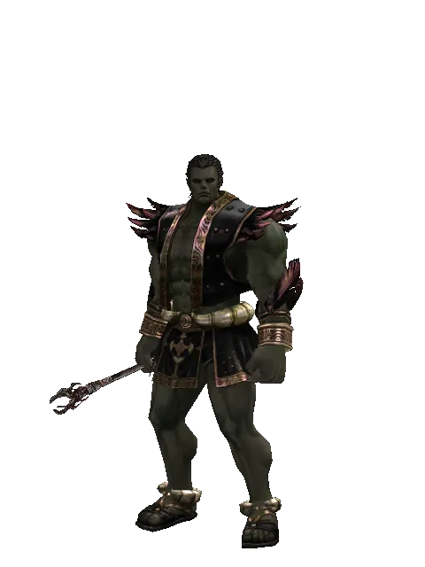 Heathen's Book on a male Orc fighter, front view