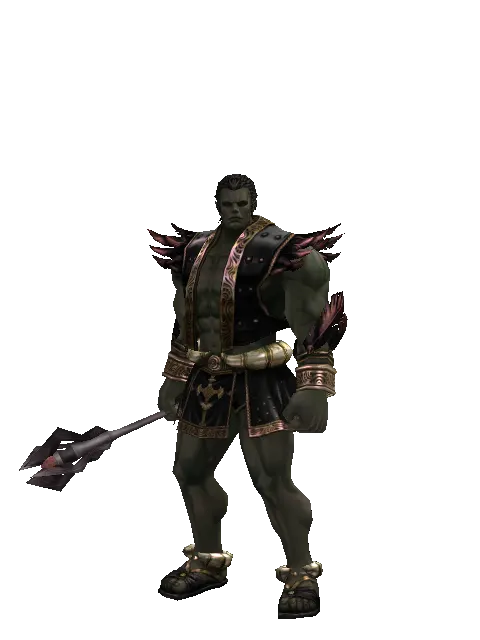 Temptation of Abyss on a male Orc fighter, front view