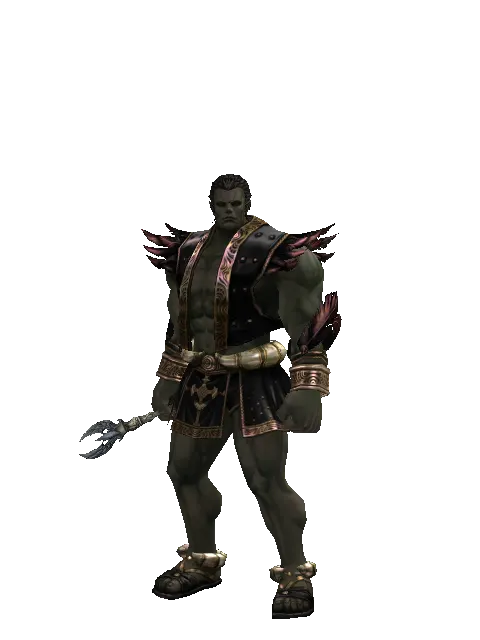 Traveler's Wand on a male Orc fighter, front view