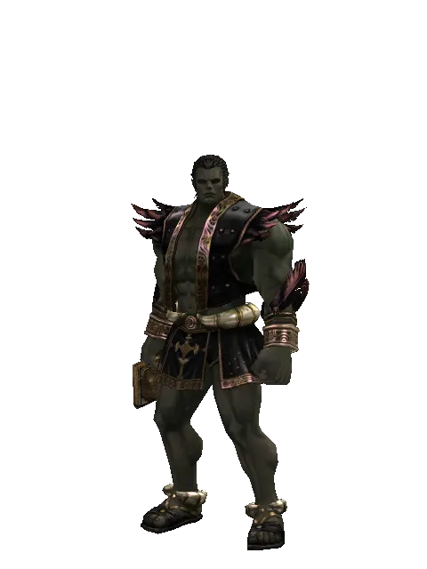 Vajra Wands on a male Orc fighter, front view