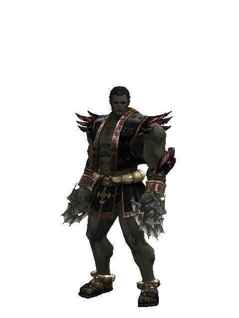 Bellion Cestus on a male Orc fighter, front view