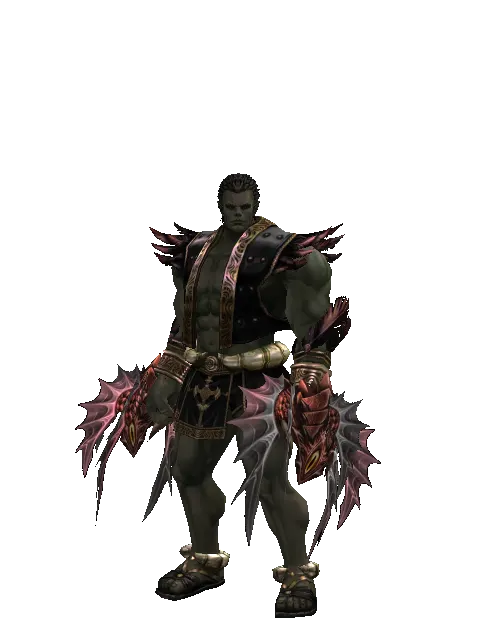 Demon Splinter on a male Orc fighter, front view
