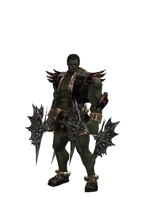 Dragon Grinder on a male Orc fighter, front view