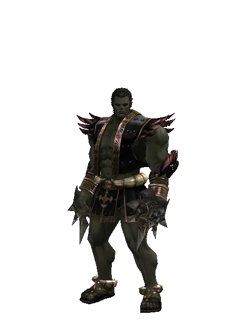 Scallop Jamadhr on a male Orc fighter, front view