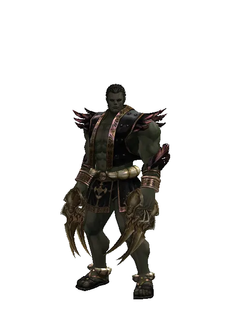 Traveler's Jamadhr on a male Orc fighter, front view