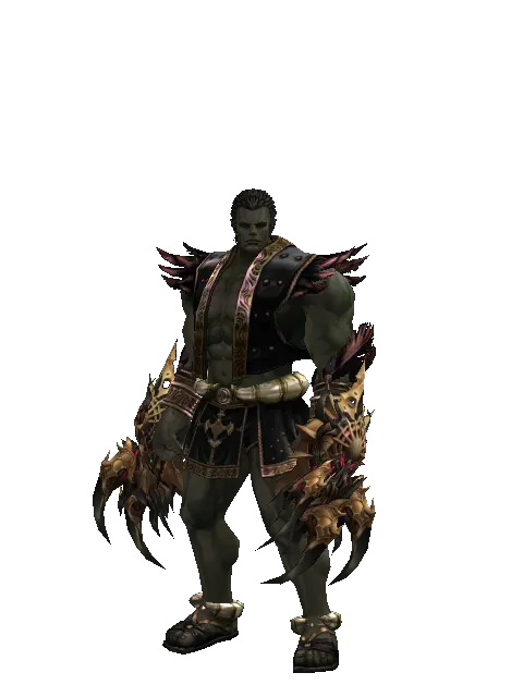 Vesper Fists on a male Orc fighter, front view