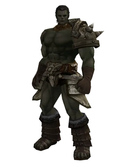 Blast Plate (heavy armor) on a male Orc fighter, front view