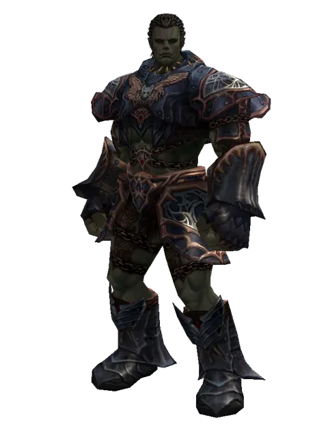 Blue Wolf Set - Heavy on a male Orc fighter, front view