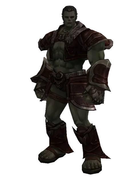 Brigandine Set on a male Orc fighter, front view