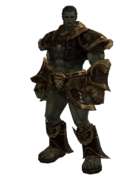 Chain Mail Set on a male Orc fighter, front view