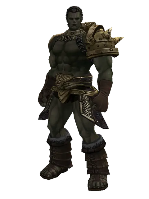 Compound Scale (heavy armor) on a male Orc fighter, front view