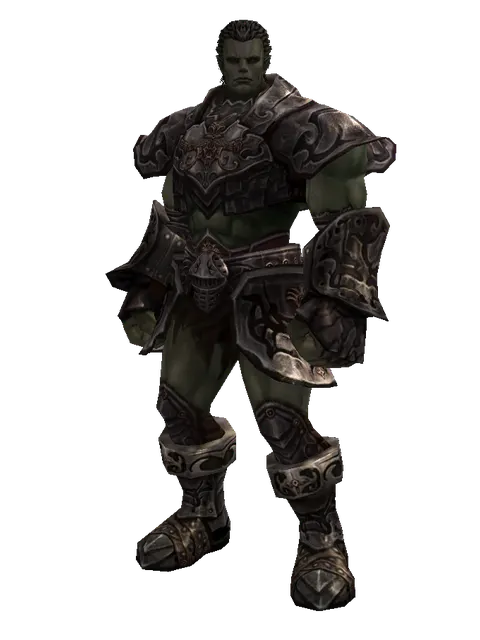 Doom Plate Set on a male Orc fighter, front view
