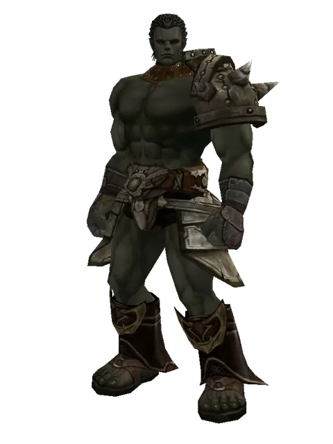 Dream (heavy armor) on a male Orc fighter, front view