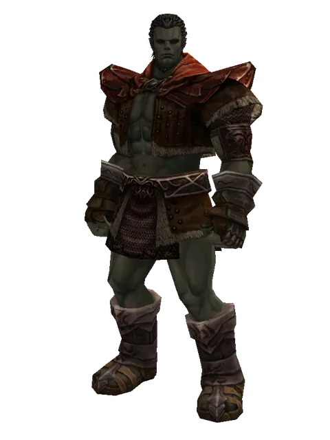 Dwarven Chain (heavy armor) on a male Orc fighter, front view