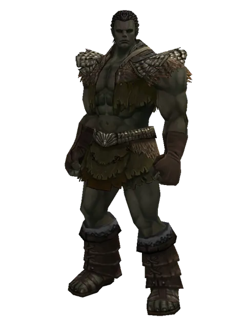 Dwarven Scale (heavy armor) on a male Orc fighter, front view