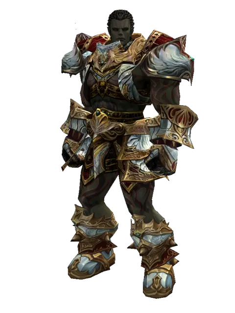 Dynasty (heavy armor) on a male Orc fighter, front view